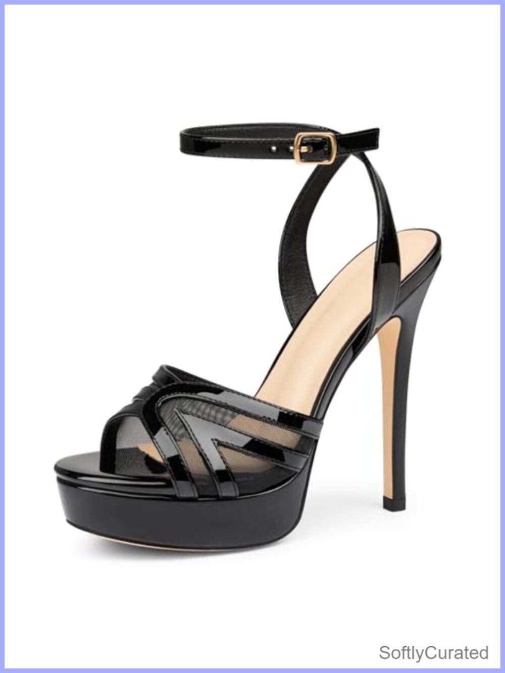 Women's Mesh Platform Stilettos Open Toe Heeled Sandals